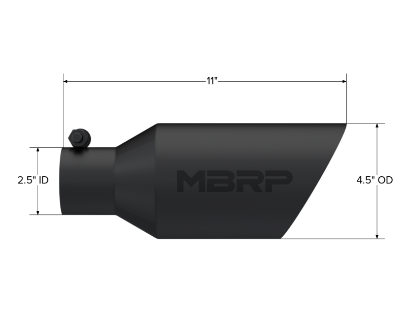 MBRP Universal Dual Wall Angle Rolled End Tip 4-1/2in OD / 2-1/2in Inlet / 11in Length - Black - T5161BLK